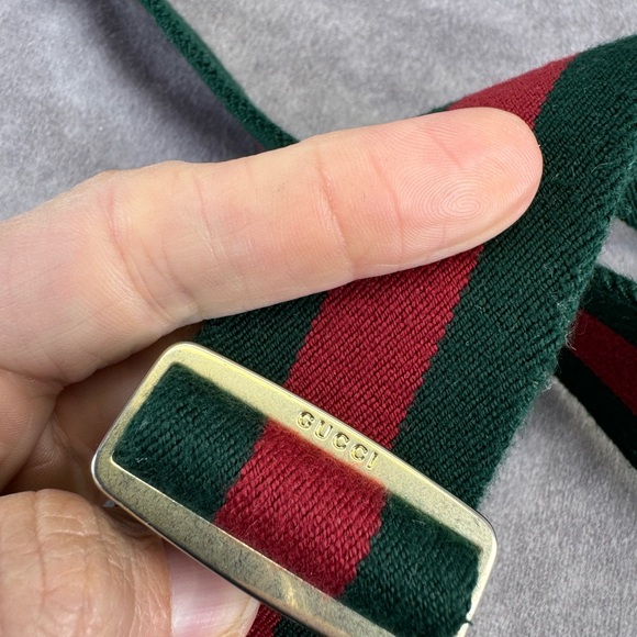 GUCCI Red/Green Web Elastic Torchon Double G Belt Size 70/28 - Picture 8 of 10